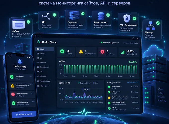 Интерфейс Health Check для мониторинга сайтов, API и серверов